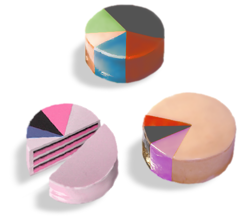 cakes with piechart frosting